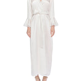 VOLAN SILK ROBE ECRU