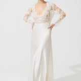 VAMPY SILK LACE EMBROIDERED LONG CHEMISE