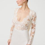 VAMPY SILK LACE EMBROIDERED LONG CHEMISE