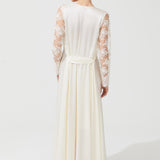 VAMPY SILK LACE EMBROIDERED LONG ROBE